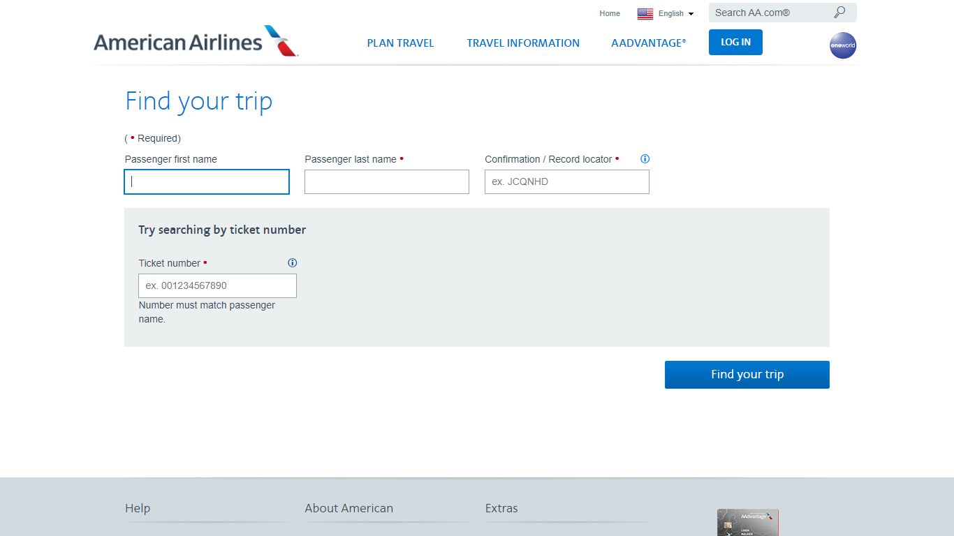 Find your trip - Find a reservation - American Airlines